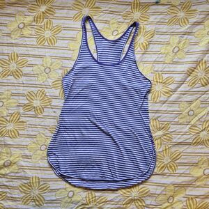 lululemon athletica Blue and White Striped Tank Top
